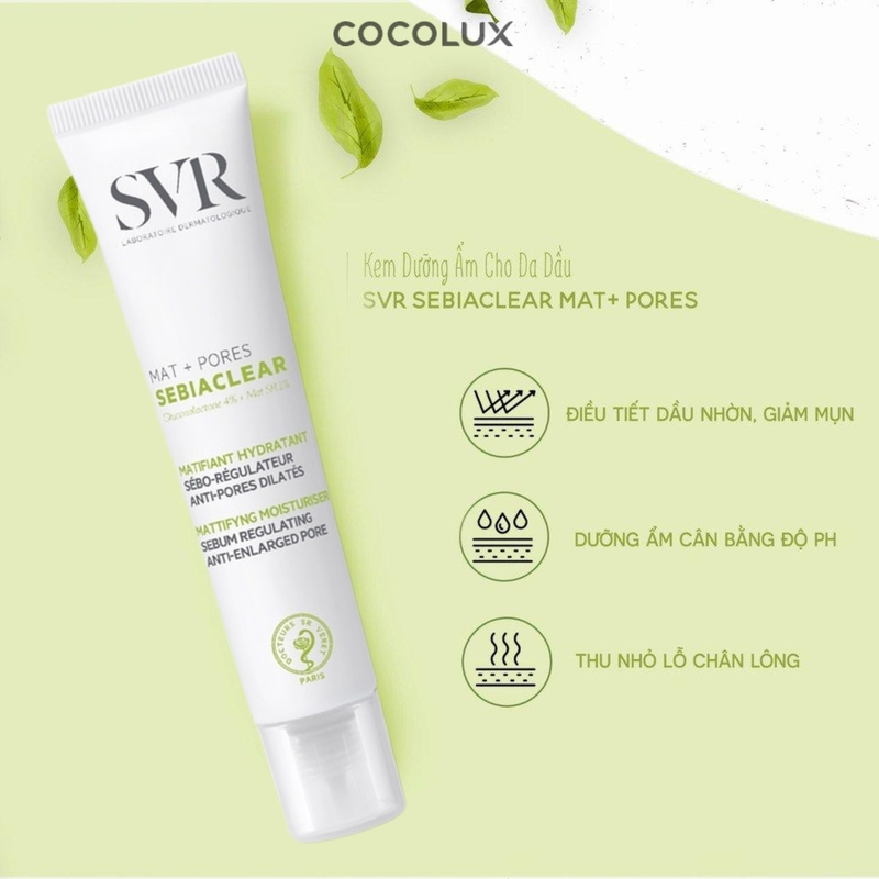 Kem Dưỡng SVR Giảm Mụn Se Khít Lỗ Chân Lông Mat + Pores 40ml