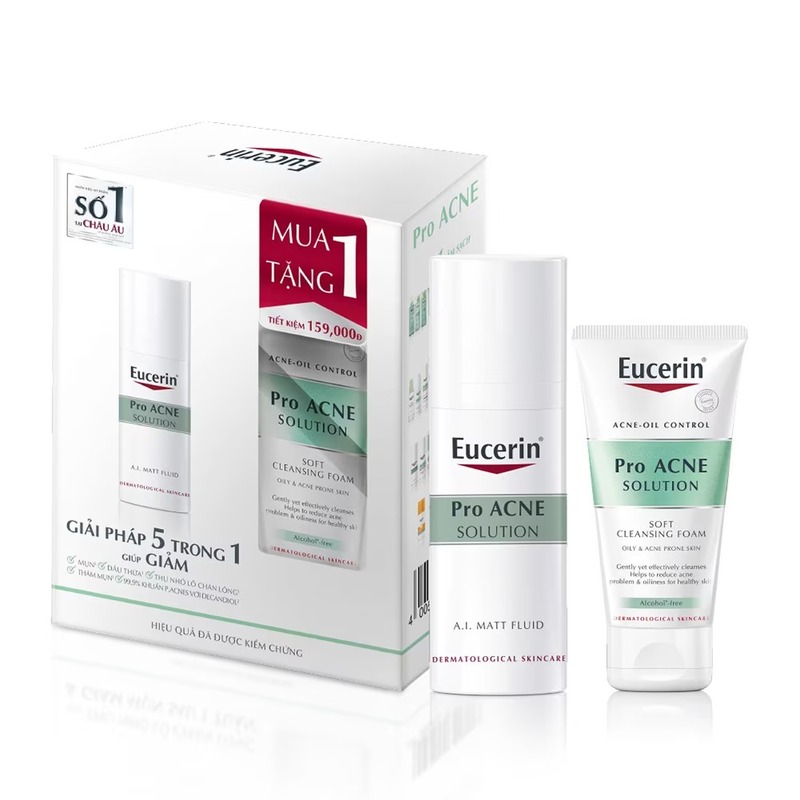 Bộ Sản Phẩm Eucerin Kem Dưỡng & Sữa Rửa Mặt Giảm Thâm Mụn & Dầu Thừa
