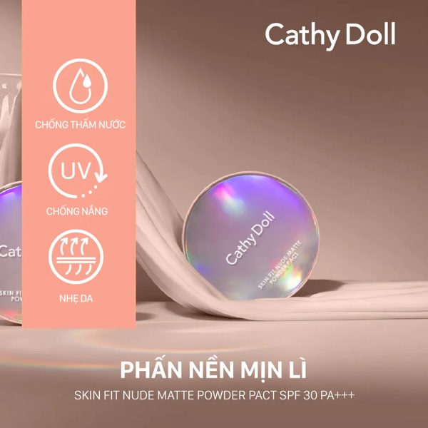 Phấn Nền Cathy Doll Mịn Lì SPF30+ Kết Hợp Phấn Phủ 02 Light Beige 12g 