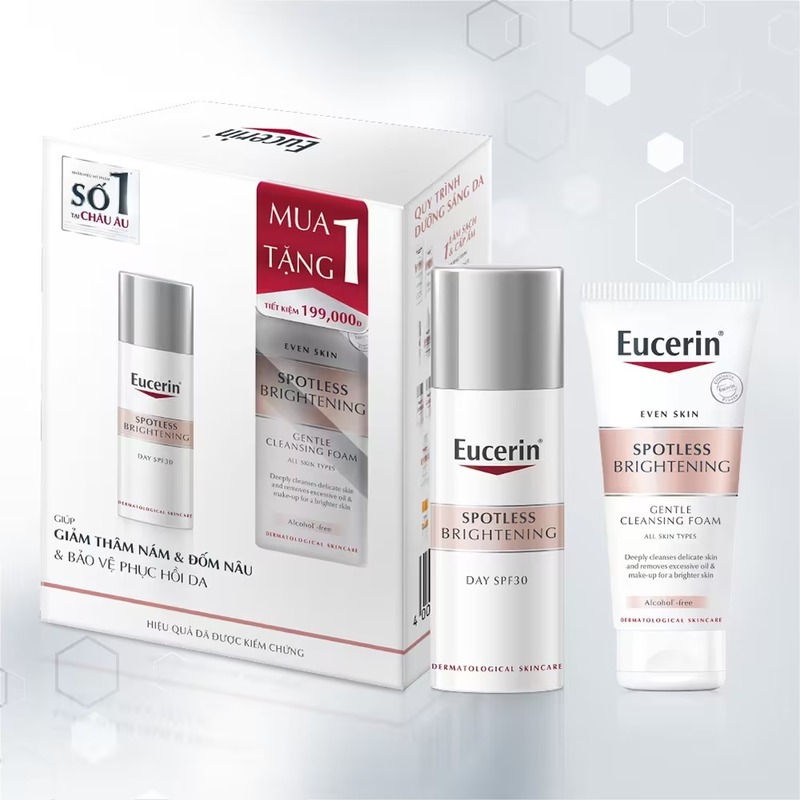 Bộ Sản Phẩm Eucerin Kem Dưỡng Ban Ngày 50ml & Sữa Rửa Mặt Giảm Thâm Nám 50ml