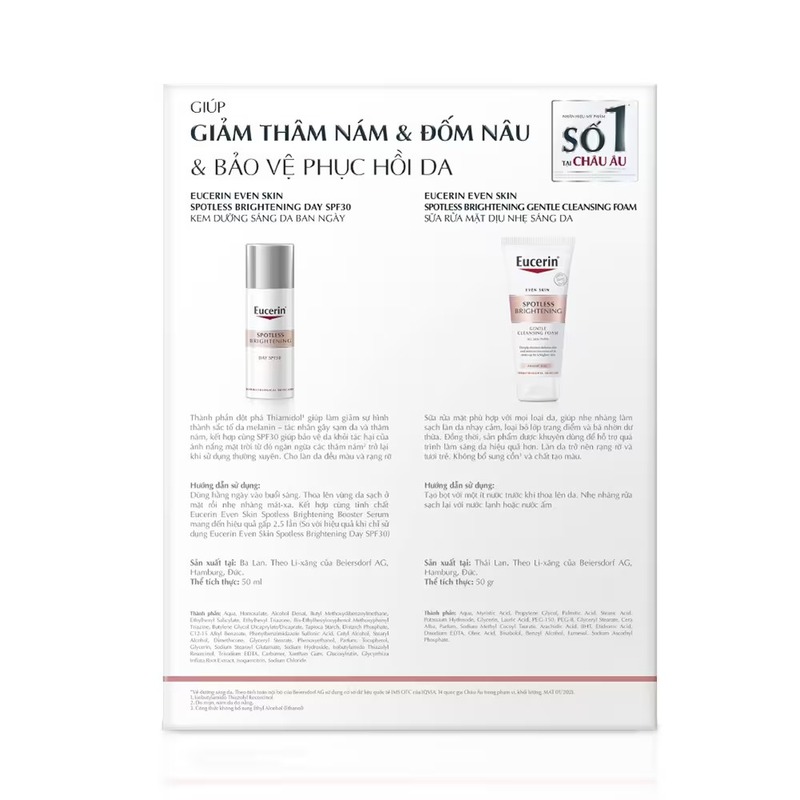 Bộ Sản Phẩm Eucerin Kem Dưỡng Ban Ngày 50ml & Sữa Rửa Mặt Giảm Thâm Nám 50ml