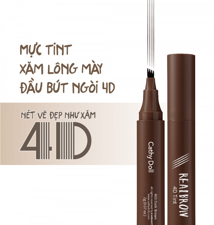 Bút Kẻ Chân Mày Dạng Sợi Cathy Doll 4D 03 Dark Brown