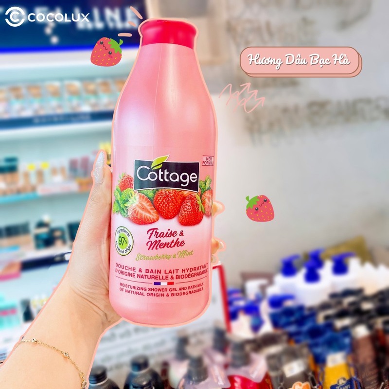 Sữa Tắm Cottage Strawberry & Mint Dưỡng Ẩm 750ml