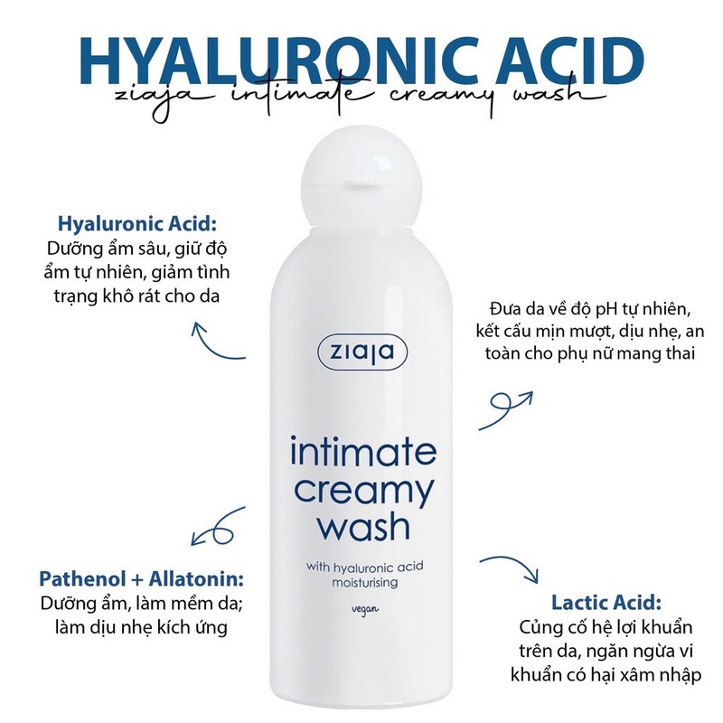 Dung Dịch Vệ Sinh Intimate Creamy Wash With Hyaluronic Acid 200ml