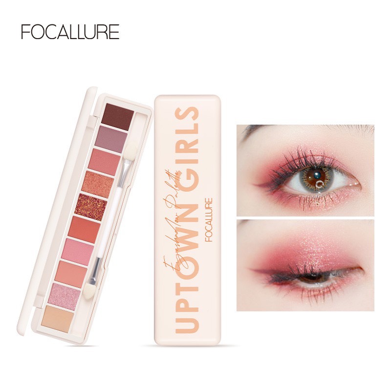 Phấn Mắt Focallure 10 Màu Kết Cấu Mịn Kèm Cọ Và Gương Hai Đầu #02 10g