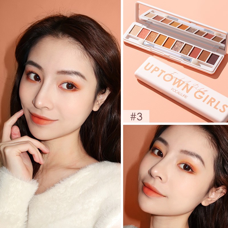 Phấn Mắt Focallure 10 Màu Kết Cấu Mịn Kèm Cọ Và Gương Hai Đầu #03 10g
