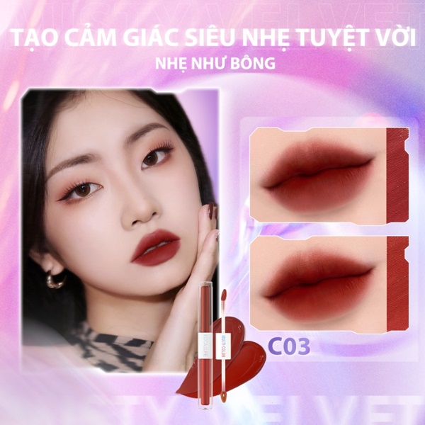​​Son Bóng Focallure Multicolor 2-in-1 Lipstick & Lip Gloss - C03
