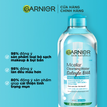 Nước Tẩy Trang Garnier Dành Cho Da Dầu Và Mụn 400ml (Mới)