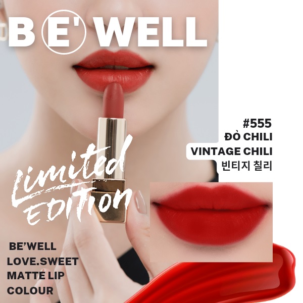Son Thỏi Be'Well Love Sweet Matte Lip Stick  - 555