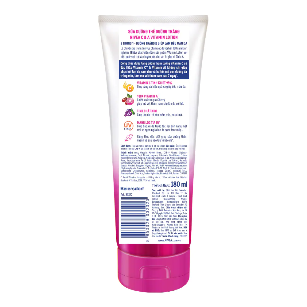 Sữa Dưỡng Thể Nivea Extra White C&A Dưỡng Sáng Da 180ml