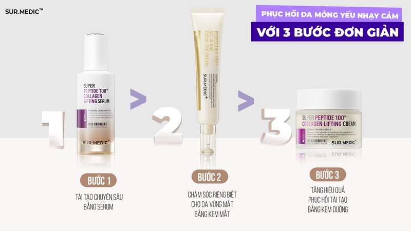 Serum Sur.Medic+ Super Peptide 100™ Collagen Lifting Phục Hồi Tái Tạo Da Hư Tổn 50ml