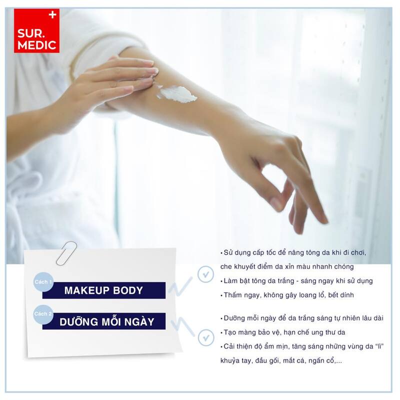 Kem Dưỡng Thể Sur.Medic+ Super Glutathione 100™ Bright Body Tone Up Cream Sáng Da & Nâng Tông 150ml