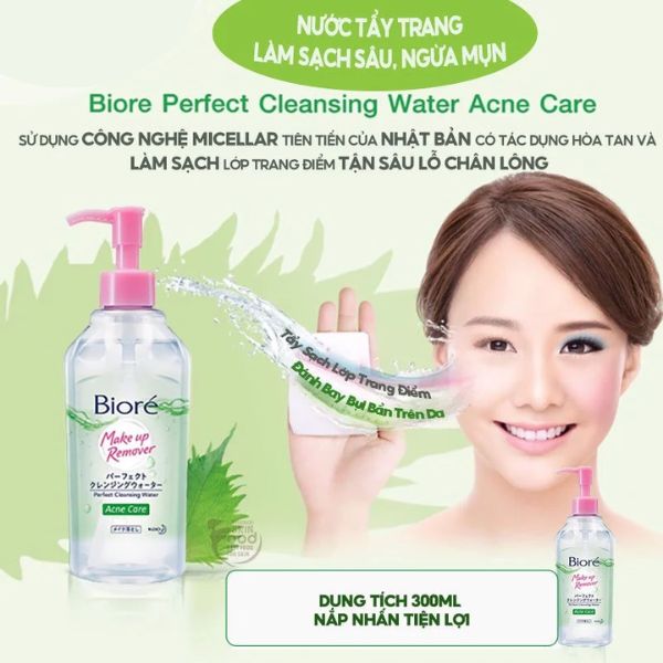 Nước Tẩy Trang Biore Make Up Remover Ngừa Mụn 300ml