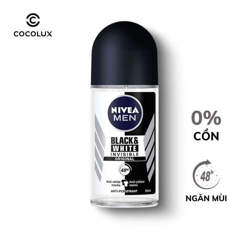 Lăn Khử Mùi Nivea Men 48H Invisible For Black & White Chống Ố Vàng 50 ml