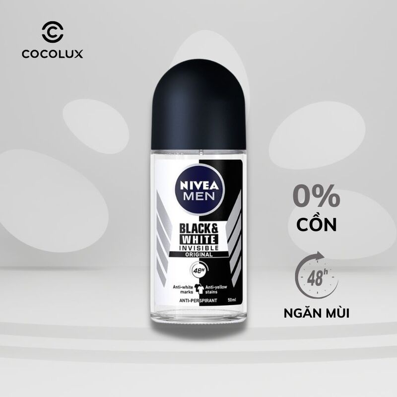 Lăn Khử Mùi Nivea Men 48H Invisible For Black & White Chống Ố Vàng 50 ml