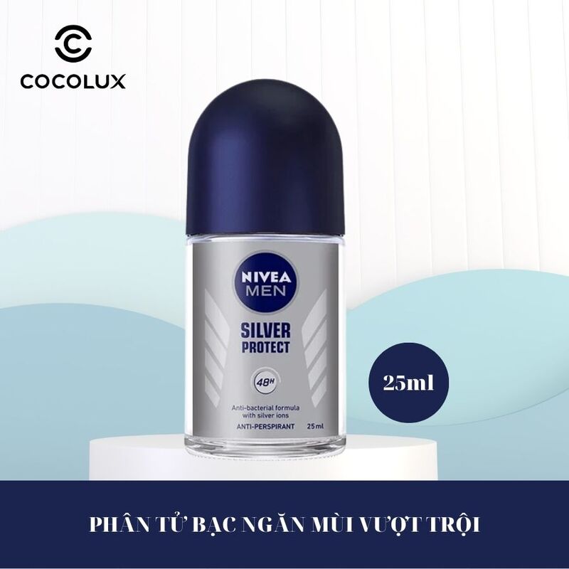Lăn Khử Mùi Nivea Men 48H Silver Protect Phân Tử Bạc Kháng Khuẩn 25ml