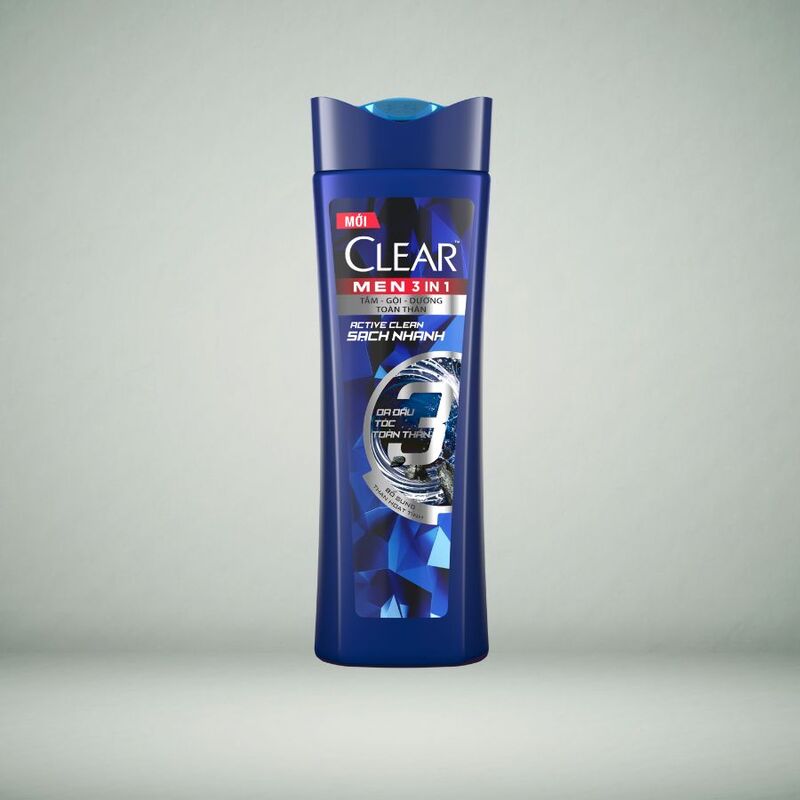 Dầu Tắm Gội CLEAR Men 3 in 1 Active Clean Sạch Nhanh 340g