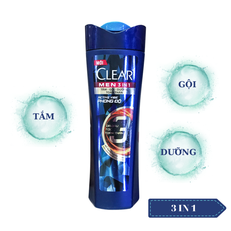 Dầu Tắm Gội CLEAR Men 3 in 1 Active Vibe Phong Độ 340g