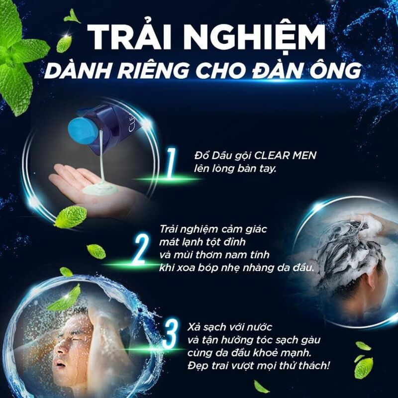 Dầu Gội CLEAR Men - Cool Sport Bạc Hà 340g