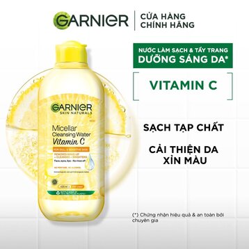 Nước Tẩy Trang Garnier Micellar Cleansing Water Vitamin C Sáng Da 400ml