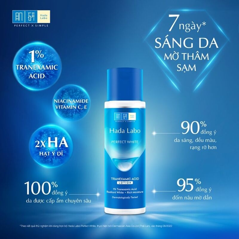 Lotion Hada Labo Perfect White Tranexamic Acid Dưỡng Sáng Da, Giảm Thâm Sạm 170ml