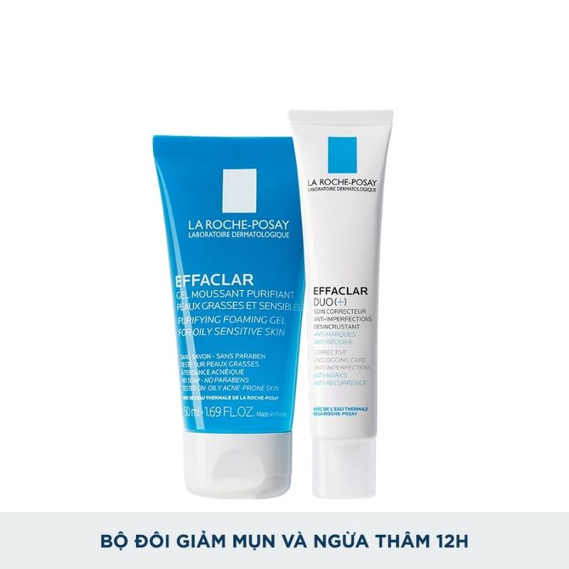 Bộ Sản Phẩm La Roche - Posay: Gel Rửa Mặt +Kem Dưỡng Giảm Mụn, Ngừa Thâm