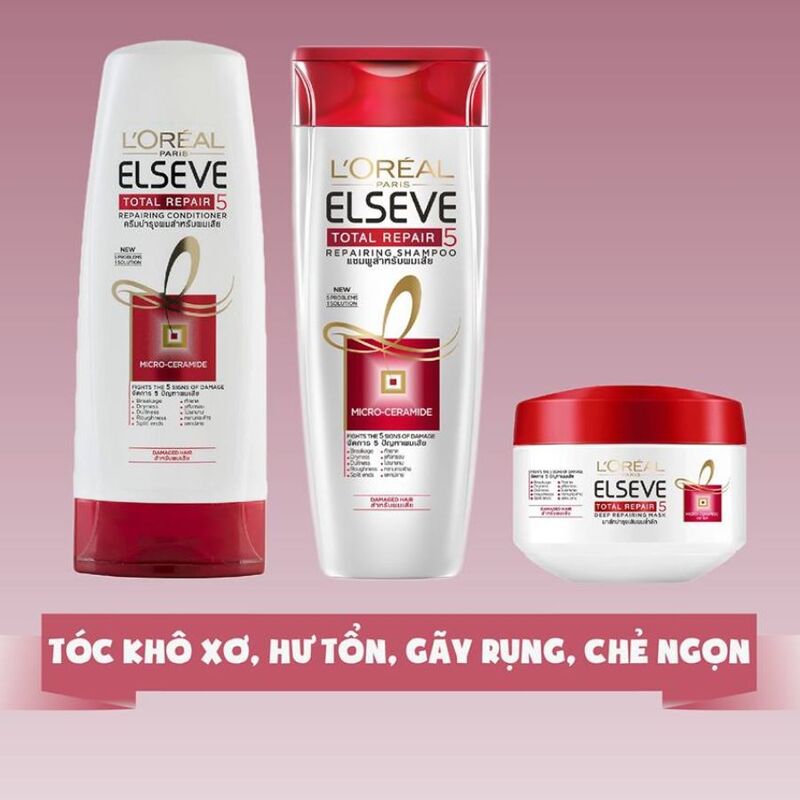 Dầu Gội Loreal Elseve Total Repair 5 Repairing Phục Hồi Tóc Hư Tổn 130ml