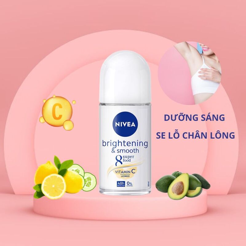 Lăn Khử Mùi Nivea Brightening & Smooth Dưỡng Sáng & Se Lỗ Chân Lông 50ml