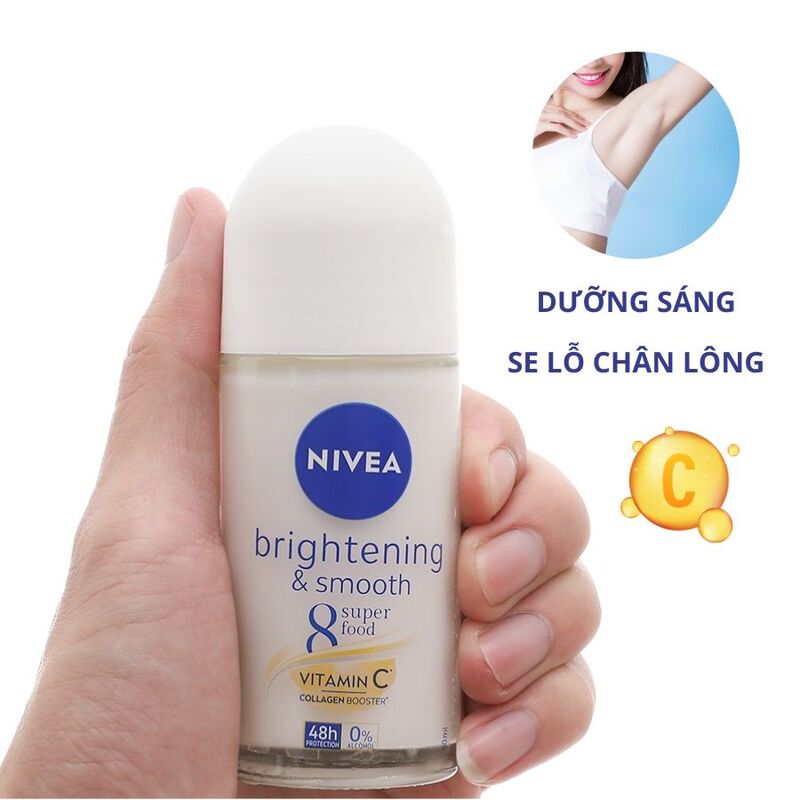 Lăn Khử Mùi Nivea Brightening & Smooth Dưỡng Sáng & Se Lỗ Chân Lông 50ml