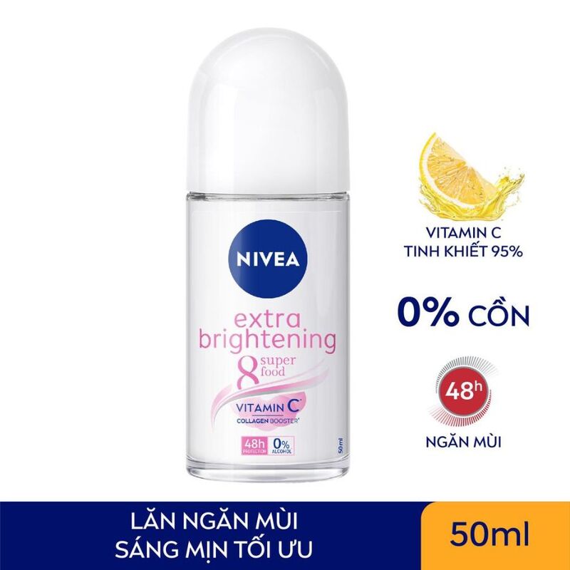 Lăn Khử Mùi Nivea Extra Brightening Dưỡng Trắng, Mờ Thâm 50ml