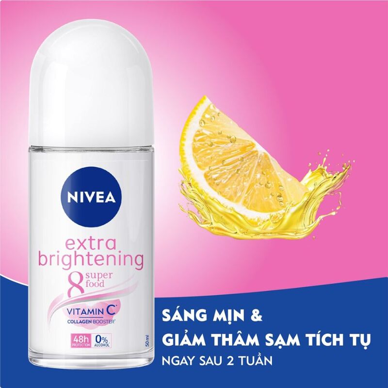 Lăn Khử Mùi Nivea Extra Brightening Dưỡng Trắng, Mờ Thâm 50ml