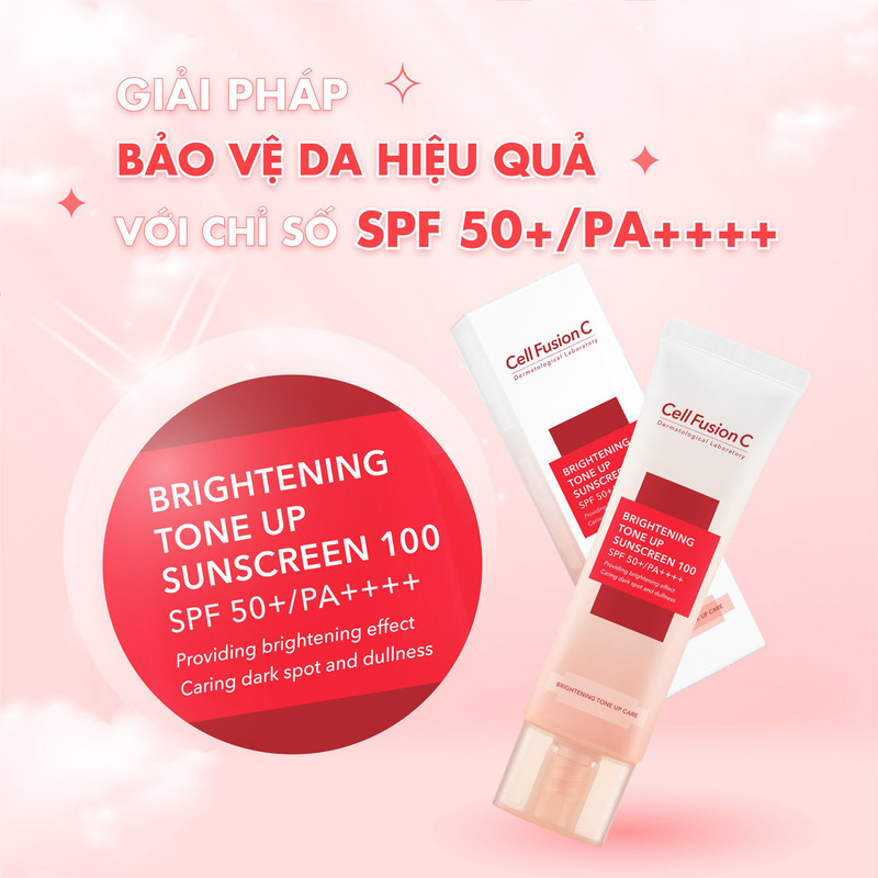 Kem Chống Nắng Cell Fusion C Brightening Tone Up Sunscreen 100 SPF50+ PA++++Nâng Tông Da Tuýp 50ml