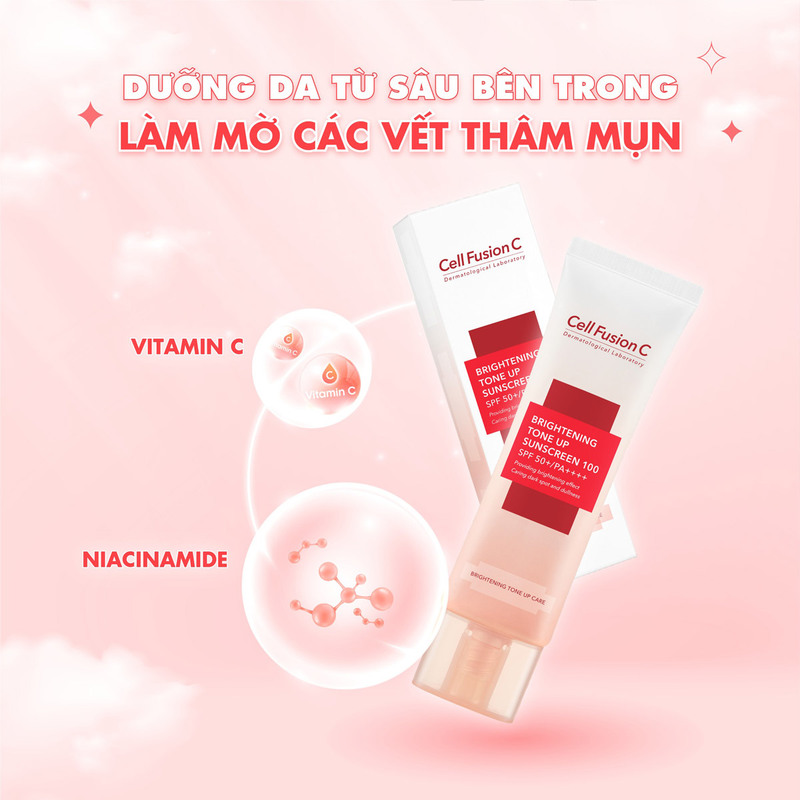 Kem Chống Nắng Cell Fusion C Brightening Tone Up Sunscreen 100 SPF50+ PA++++Nâng Tông Da Tuýp 50ml