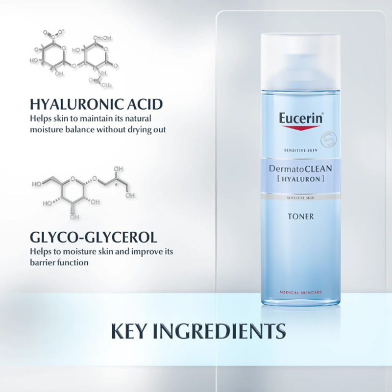 Toner Eucerin DermatoCLEAN Hyaluron Làm Sạch, Cấp Ẩm Cho Da Nhạy Cảm 200ml