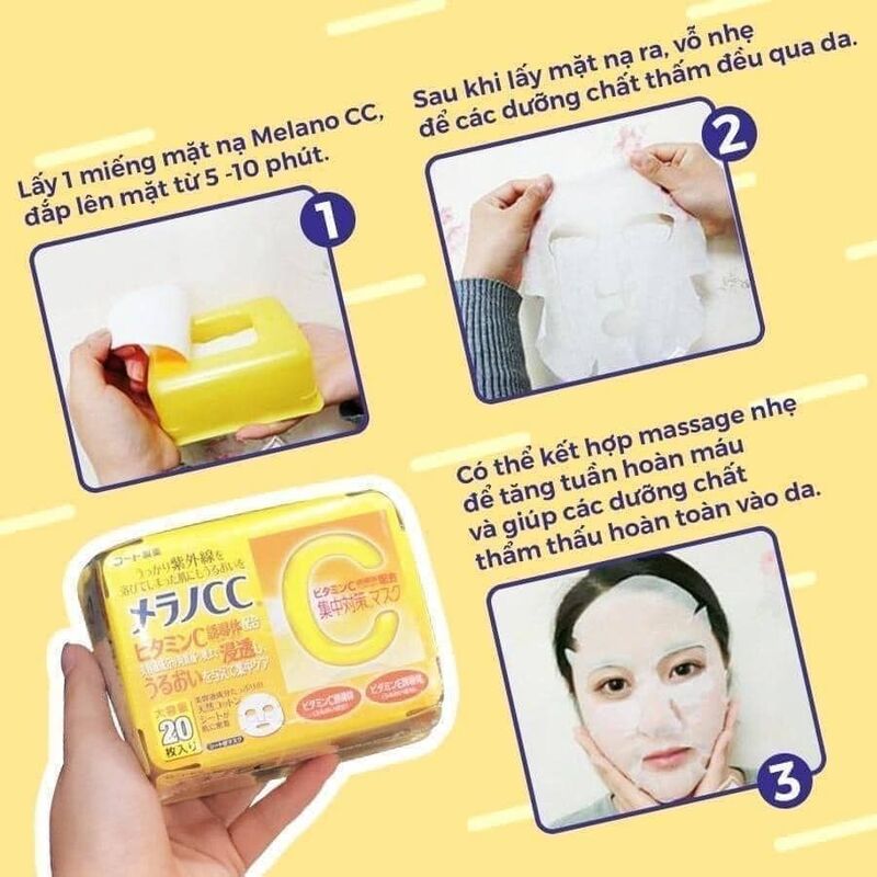 Mặt nạ Rohto Melano CC Whitening Dưỡng Trắng, Cấp Ẩm Cho Da
