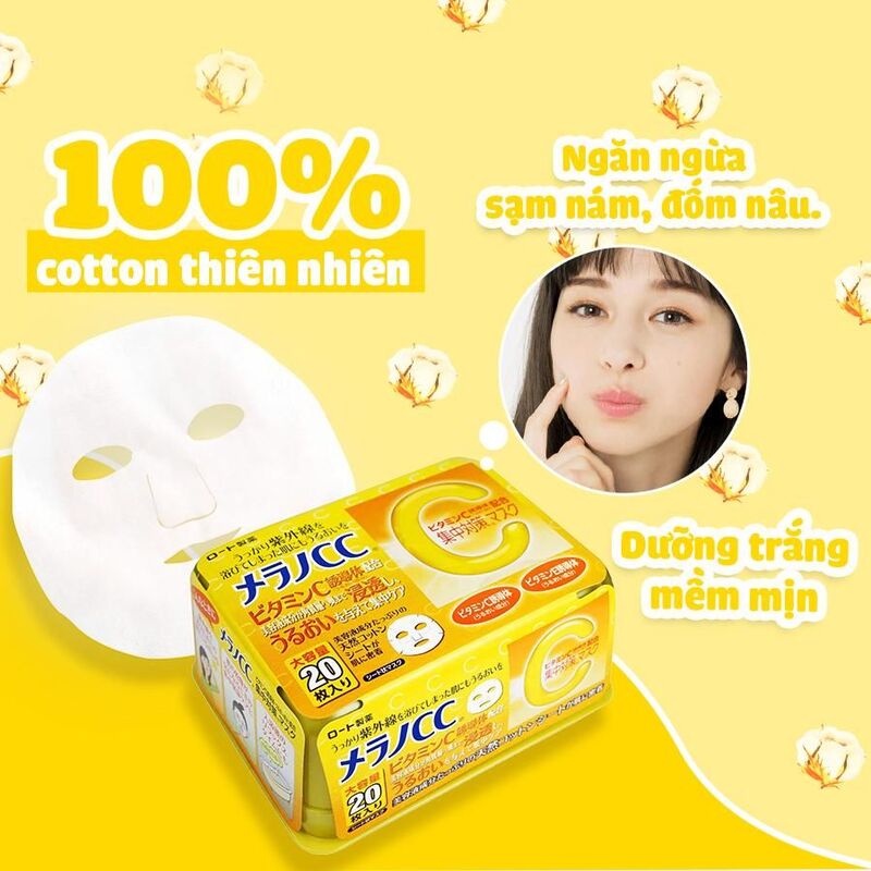 Mặt nạ Rohto Melano CC Whitening Dưỡng Trắng, Cấp Ẩm Cho Da