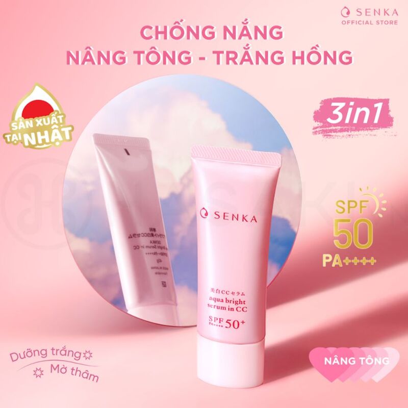 Kem Chống Nắng SENKA Aqua Bright Serum in CC Cream 40g
