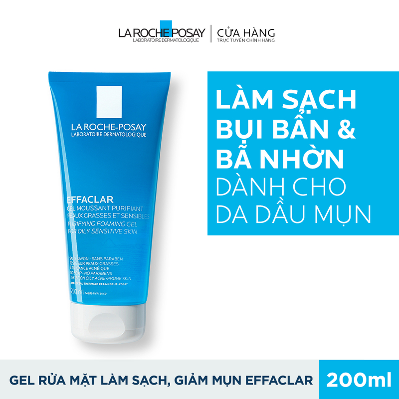 Bộ Sản Phẩm La Roche-Posay Effaclar: Sữa Rửa Mặt Kiềm Dầu 200ml + Nước Tẩy Trang 50ml + Kem Dưỡng Giảm Mụn 3ml