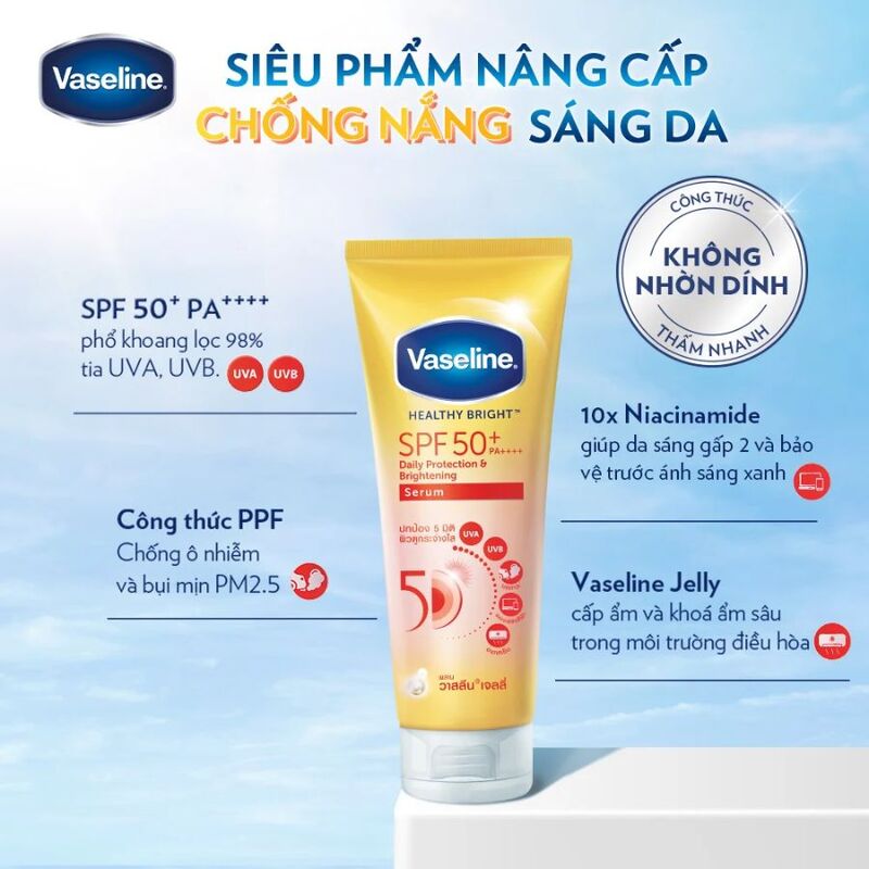 Sữa Dưỡng Thể Vaseline Healthy Bright Spf50+ Daily Protection & Brightening Serum Dưỡng Da Chống Nắng 300ml