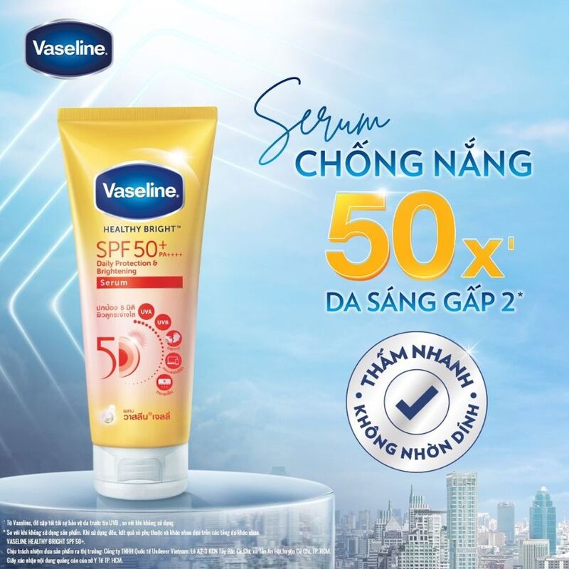 Sữa Dưỡng Thể Vaseline Healthy Bright Spf50+ Daily Protection & Brightening Serum Dưỡng Da Chống Nắng 300ml