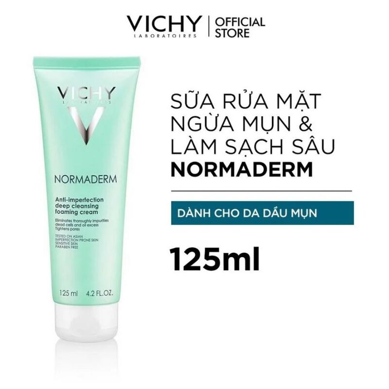 Bộ Sản Phẩm Vichy Sữa Rửa Mặt Ngừa Mụn 125ml + Kem Dưỡng 15ml