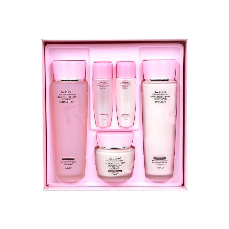 Bộ Sản Phẩm 3W Clinic Flower Effect Extra Moisturizing Skin Care
