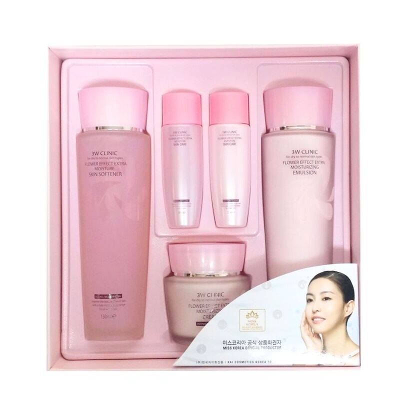 Bộ Sản Phẩm 3W Clinic Flower Effect Extra Moisturizing Skin Care