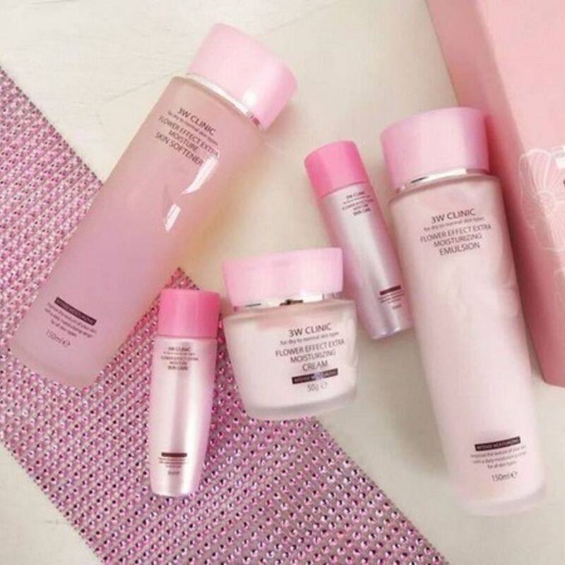 Bộ Sản Phẩm 3W Clinic Flower Effect Extra Moisturizing Skin Care