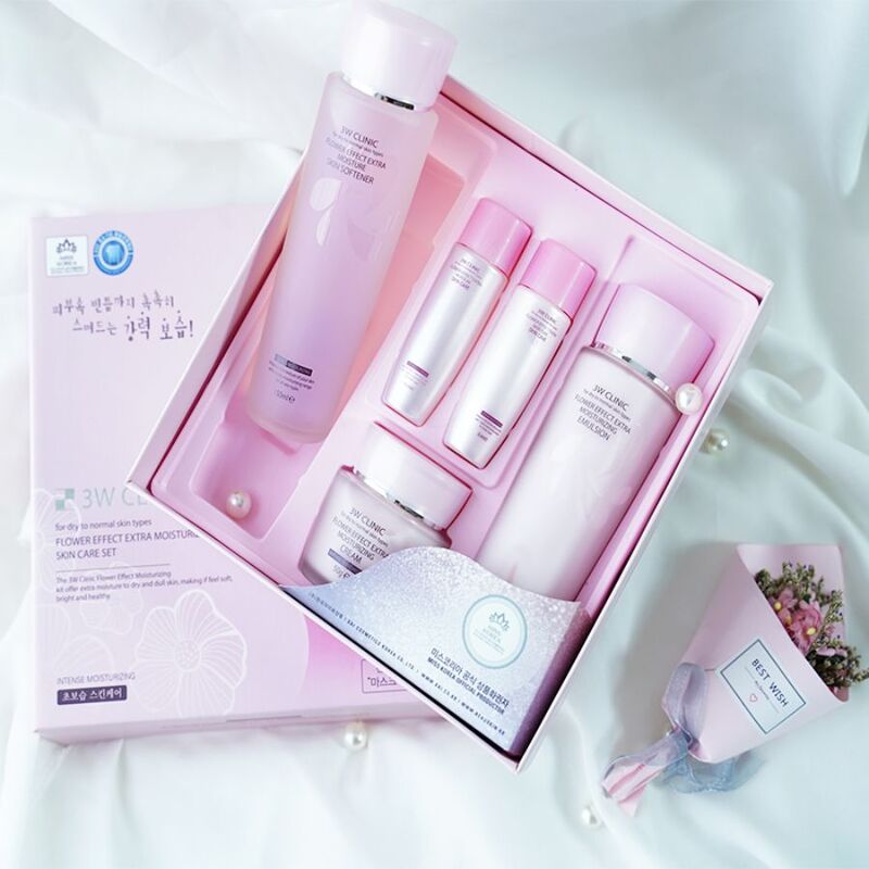 Bộ Sản Phẩm 3W Clinic Flower Effect Extra Moisturizing Skin Care