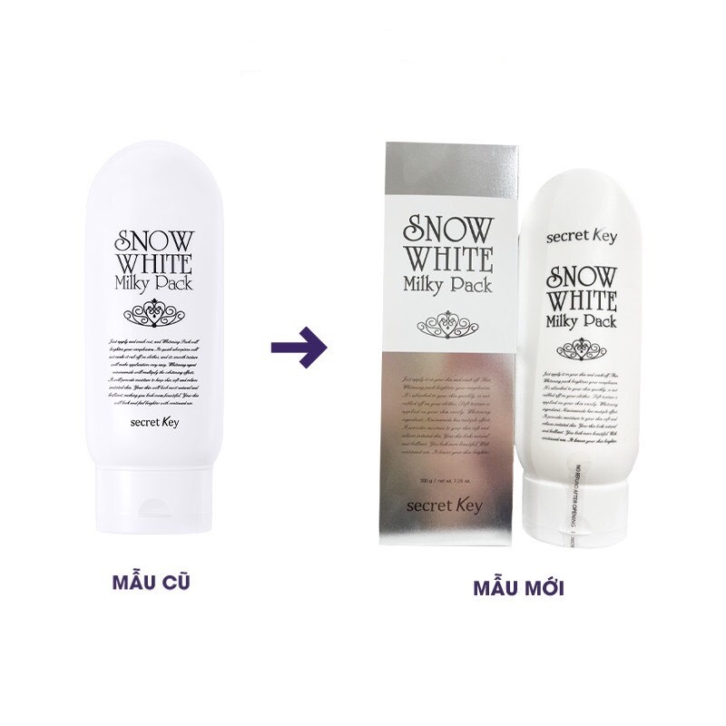 Kem Tắm Trắng Secret Key Snow White Milky Pack Làm Sáng Da Cho Mặt & Cơ Thể 200g