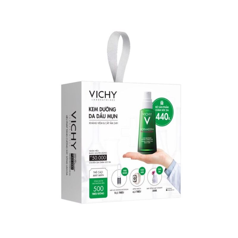 Bộ Sản Phẩm Vichy Chăm Sóc Chuyên Sâu Da Dầu Mụn 5 Món + Tặng Thẻ Cào Normaderm Phyto Solution Double Correction Daily Care