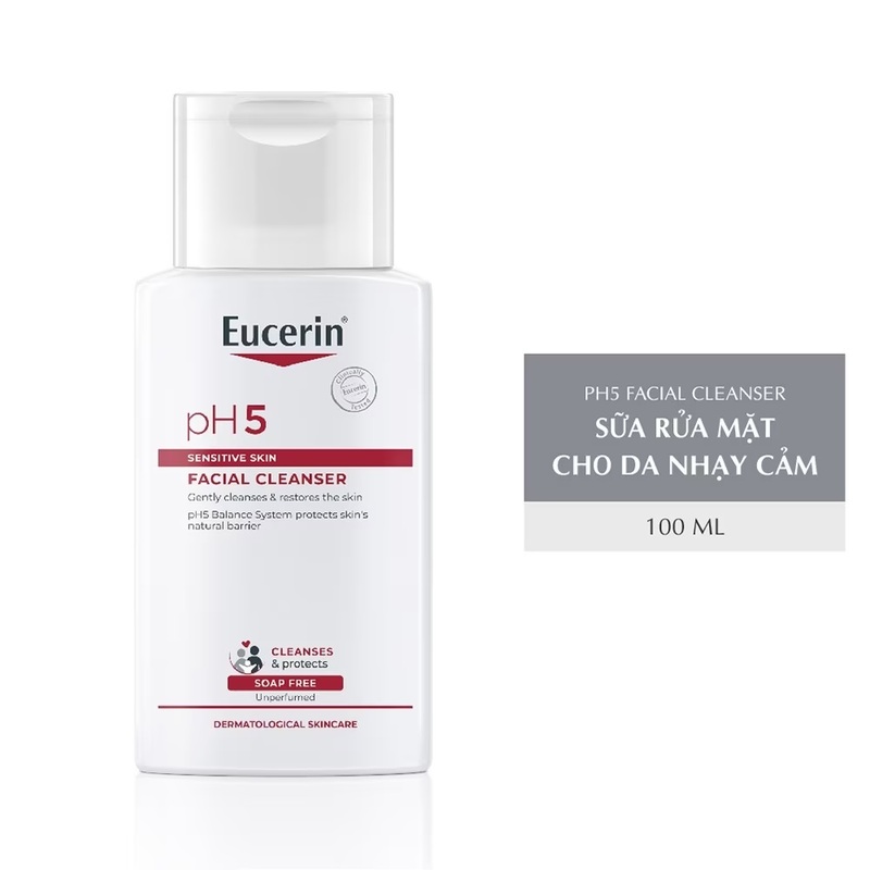 Combo 2 Sữa Rửa Mặt Eucerin pH5 Sensitive Skin Facial Cleanser Dịu Nhẹ Cho Da Nhạy Cảm 100ml