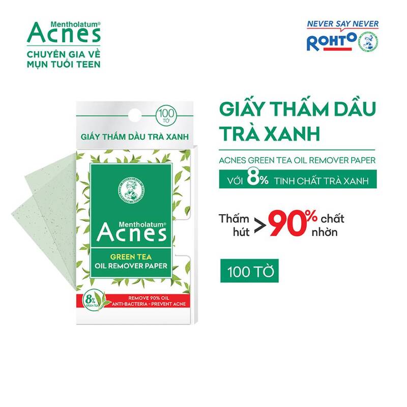 Giấy Thấm Dầu Acnes Trà Xanh Green Tea Oil Remover Paper 100 Tờ