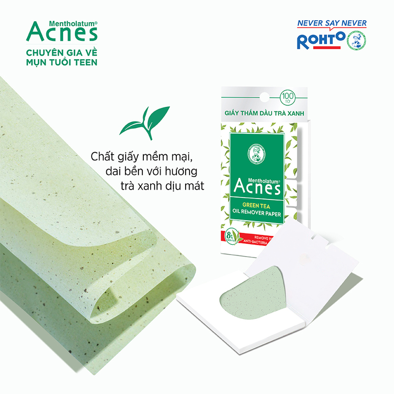 Giấy Thấm Dầu Acnes Trà Xanh Green Tea Oil Remover Paper 100 Tờ